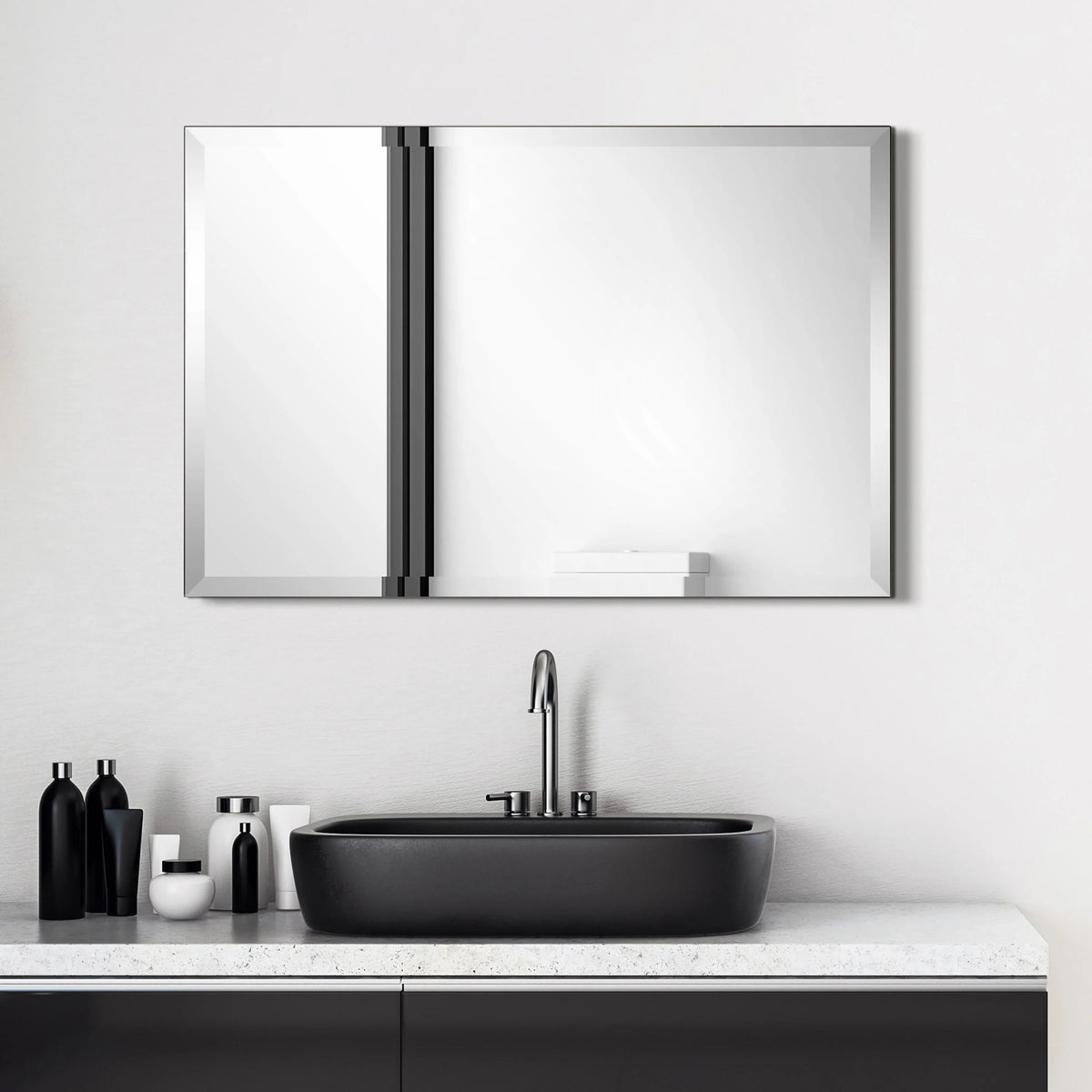 Frameless Beveled Prism Wall Mirror - Clear