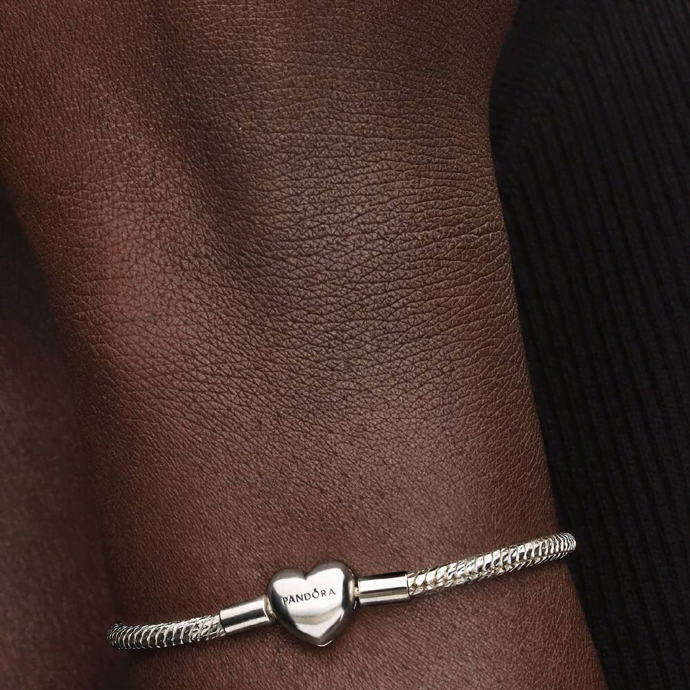 Heart Clasp Faceted Snake Chain Bracelet