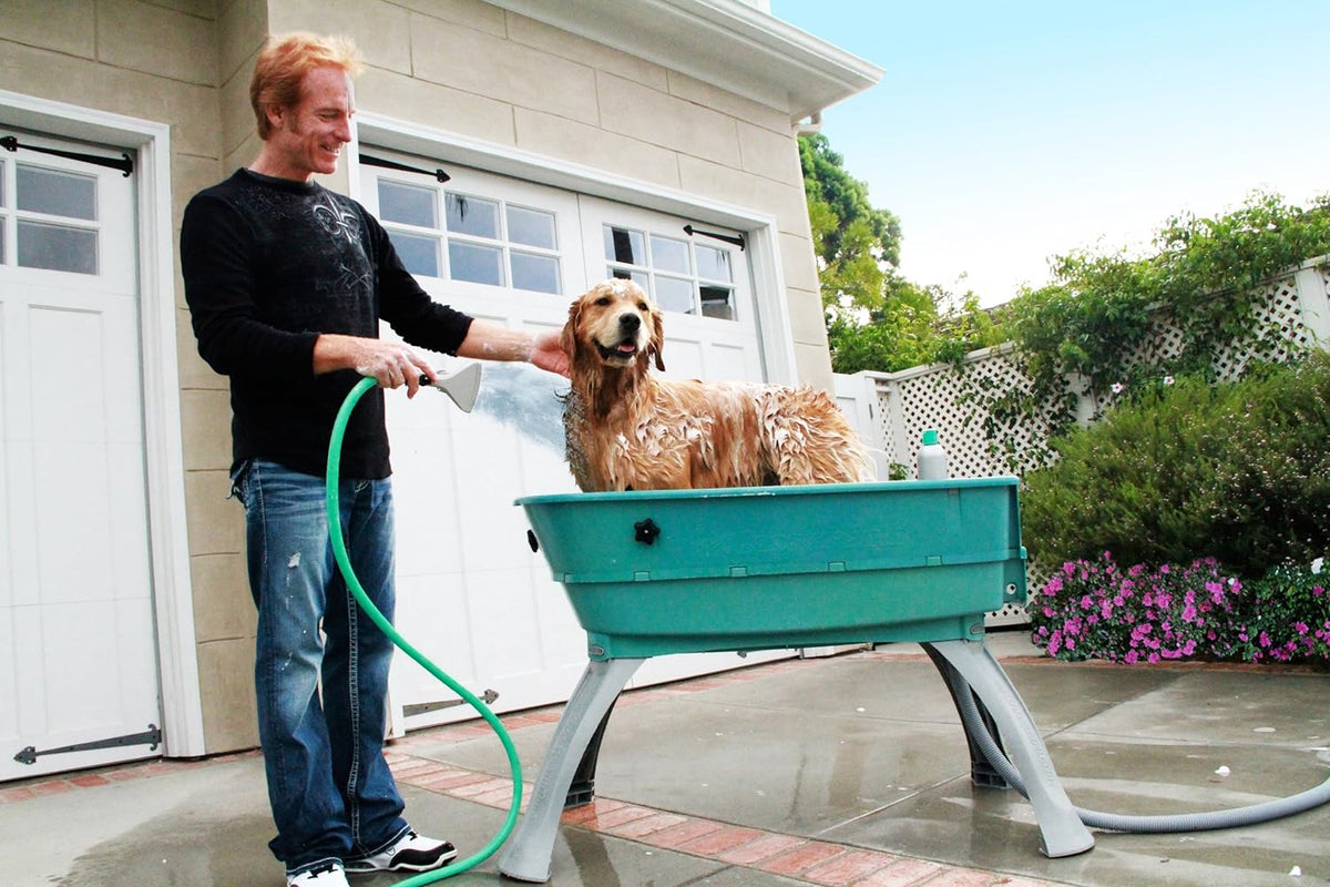 Booster Bath Large Elevated Pet Bathing Tub With Teal Steps Combo - 45 in x 21.25 in x 15 in