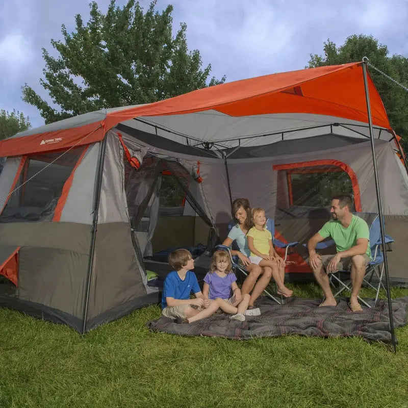 Ozark Trail 12-Person 3-Room L-Shaped Instant Cabin Tent, 16 x 16 Feet - WMT-161682B