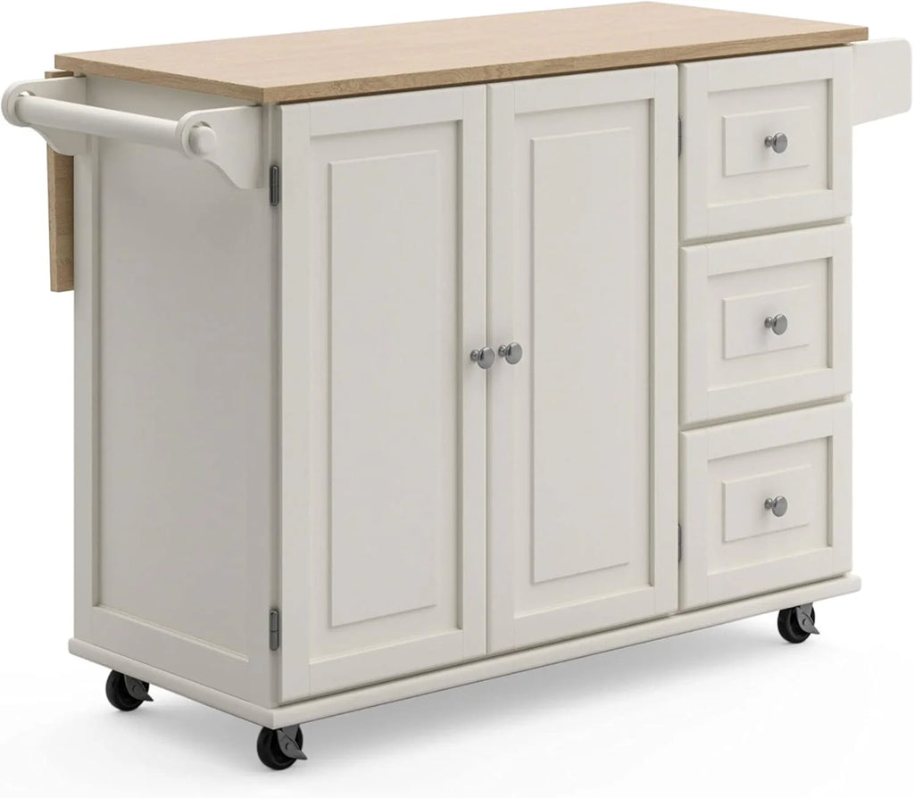 homestyles Dolly Madison Mobile Kitchen Island Cart, Soft White, 18in D x 53in W x 36in H