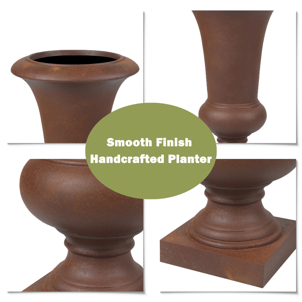 Handmade Fiber Stone Urn Planter Pot, 22.75 in Tall x 13.13 in Diameter