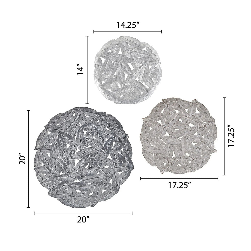 Textured Feather 3-Piece Metal Disc Wall Decor Set - 20in, 17.25in, 14.25in
