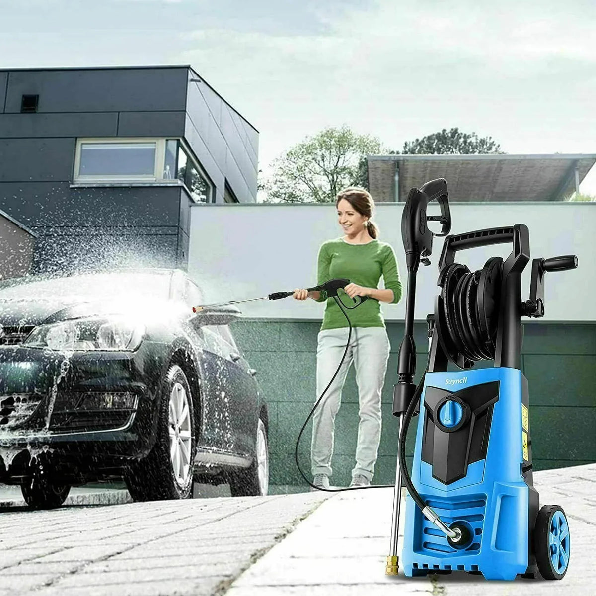 Suyncll Electric Cold Water Pressure Washer 3000 PSI 2.4 GPM Blue/Green