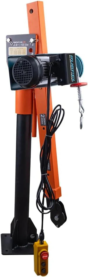 GRIPWAY Folding Truck-Mounted Crane With 110V Electric Hoist, 1100lb Capacity - 1100LB+110V Hoist