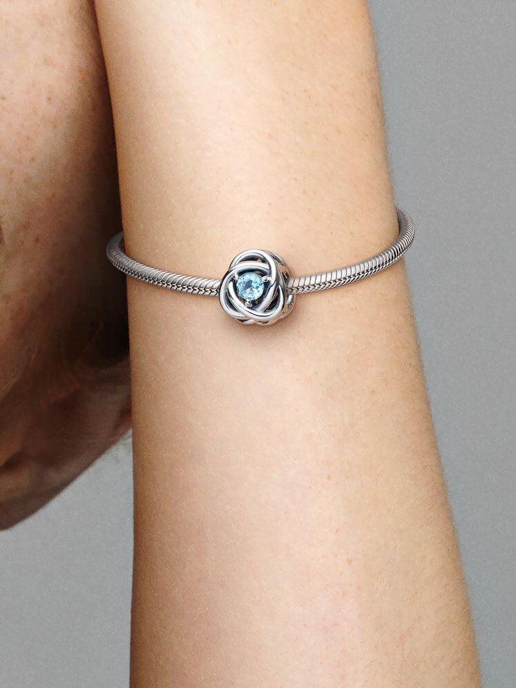 March Sea Aqua Blue Eternity Circle Charm