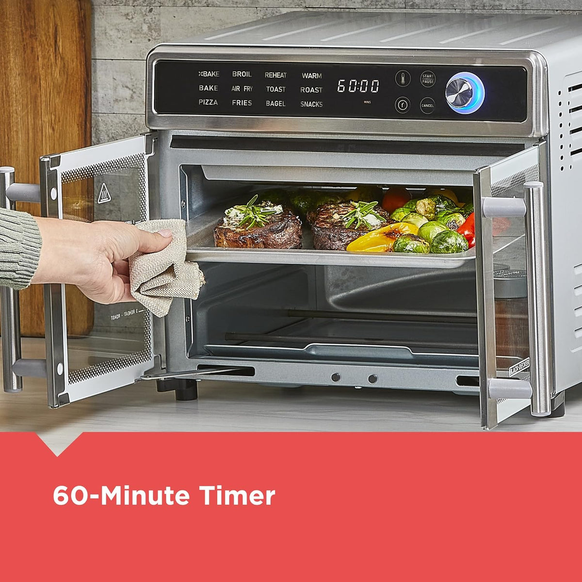 Crisp 'N Bake 12-in-1 Air Fryer Toaster Oven Combo, Stainless Steel - Crisp 'N Bake French Door Air Fry Toaster Oven