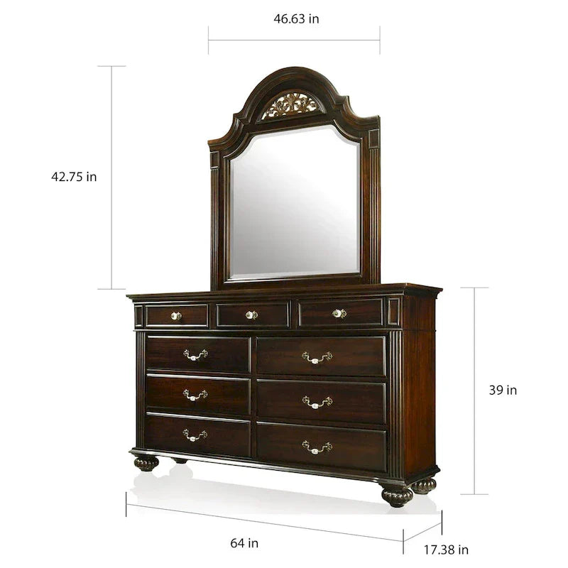 Vame Traditional 2-Piece 9-Drawer Dresser And Mirror Set By Furniture Of America