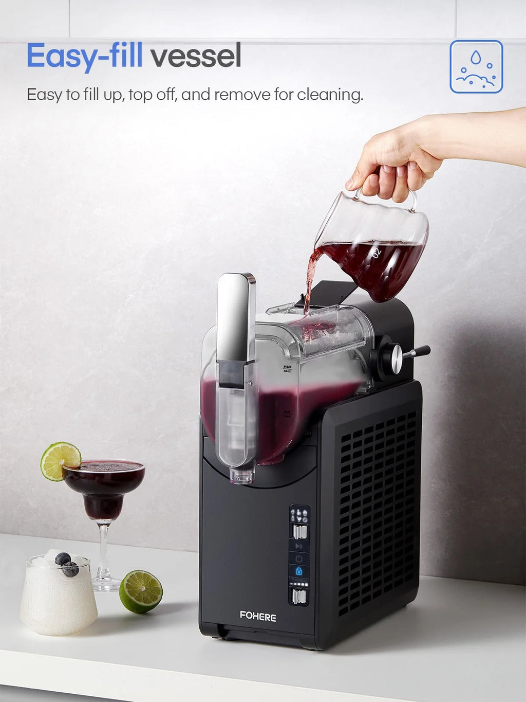 FOHERE 5-in-1 Slushie Machine, 48 fl oz, Self-Cleaning - Frozen Drink Maker