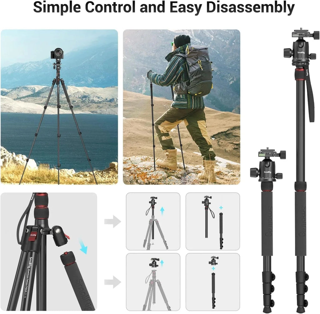 71in Foldable Aluminum Camera Tripod And Monopod