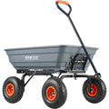 VEVOR Poly Garden Dump Cart, 4 Cu.Ft., 600 lbs, 10in Wheels, Grey+Orange