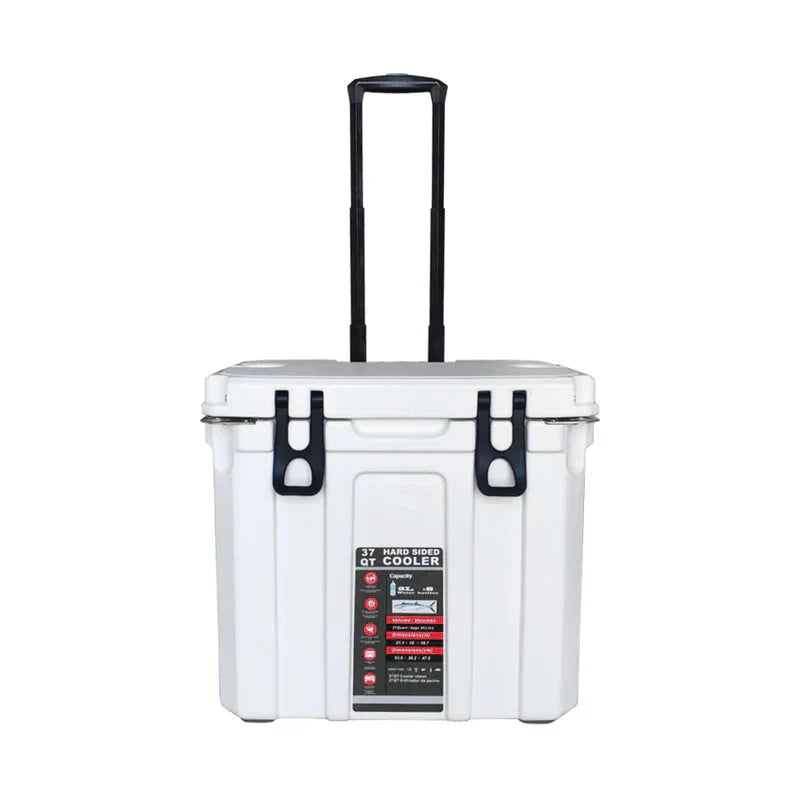 Freeze 37 Quart Wheeled Ice Chest Cooler, White, LLDPE - 21.1 x 15 x 18.7 in