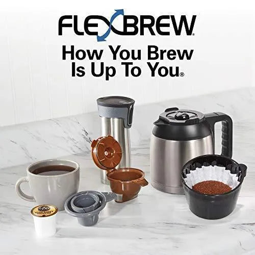 Programmable Thermal Coffee Maker, Single Serve And Full Pot, Pods Or Grounds, Black And Stainless