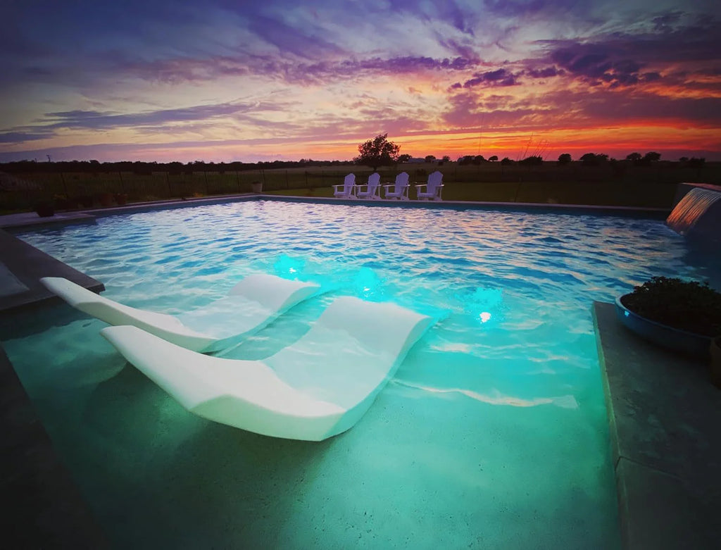 Aqua Chairs In-Pool Chaise Lounger, Classic White, 2-Pack, 66in D x 22in W x 24in H - Up To 9in Water Depth