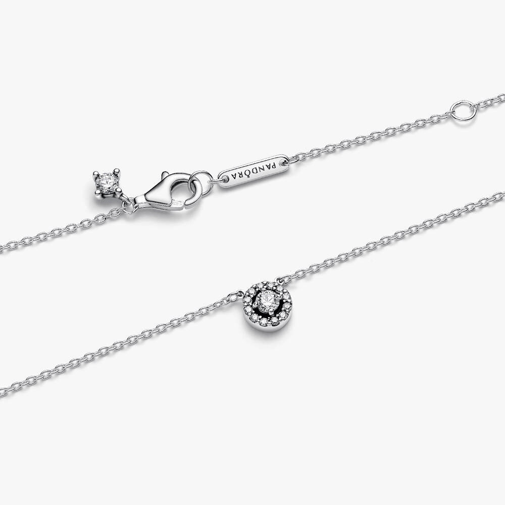 Round Pavé Halo Collier Necklace