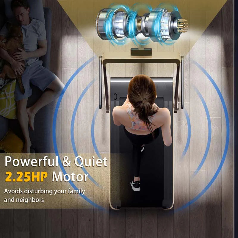 GYMAX 2-in-1 Folding Under Desk Treadmill With Speaker, App And Remote Control - 2.5HP