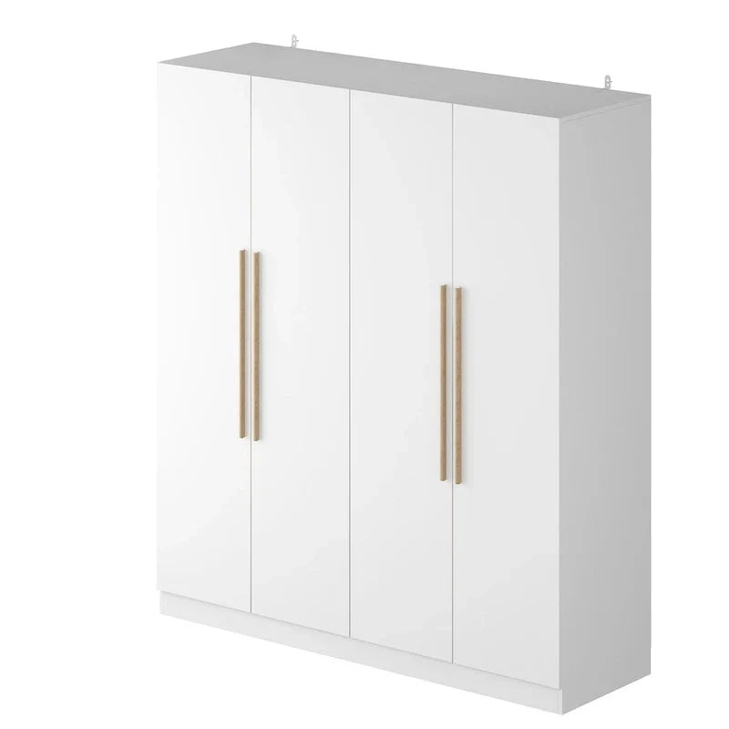 FUFU&GAGA Freestanding Solid Wood Wardrobe Closet With Storage Shelves