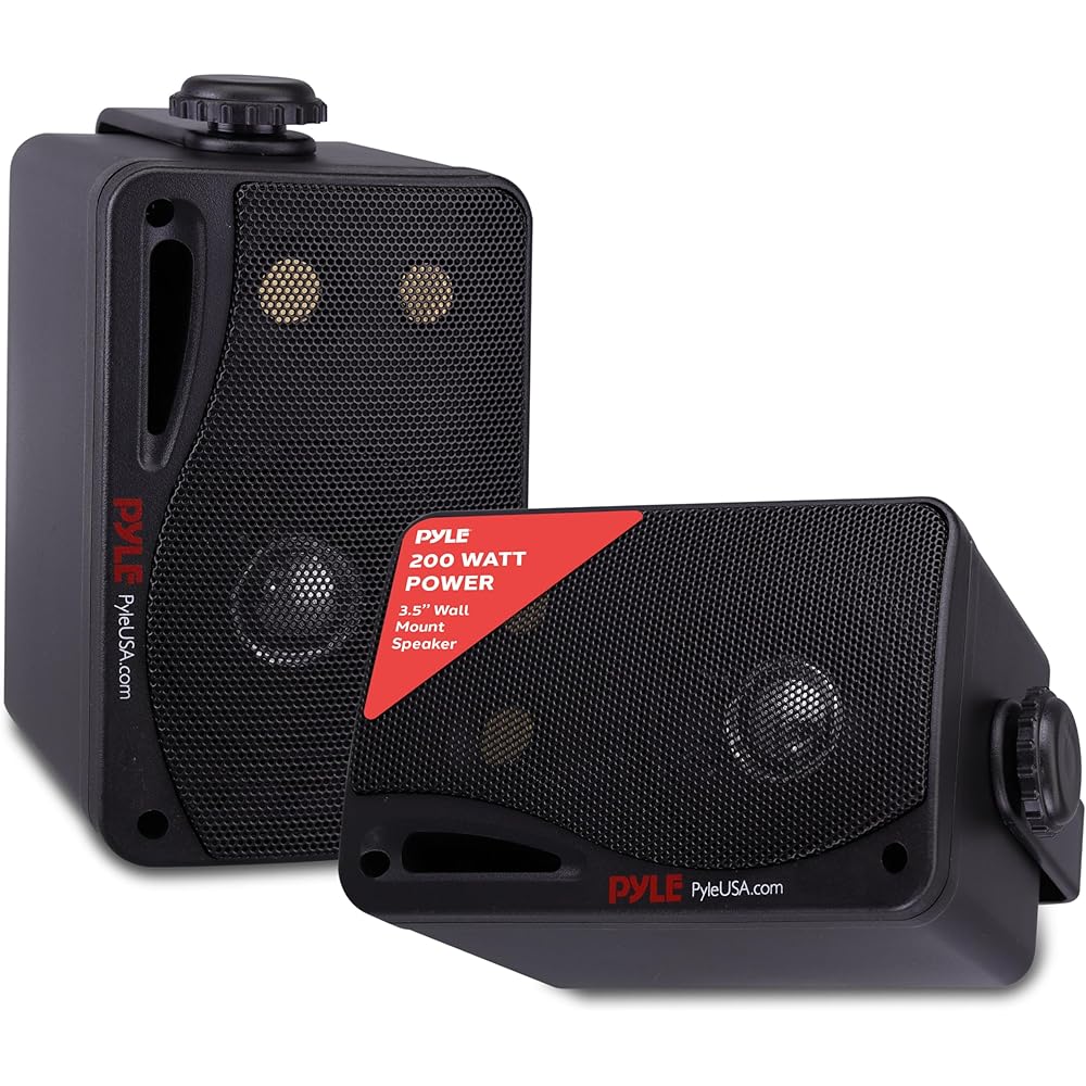 Pyle Waterproof Bluetooth Speakers 3.5 Inch Pair, 3-Way, Black - PDWR42BBT