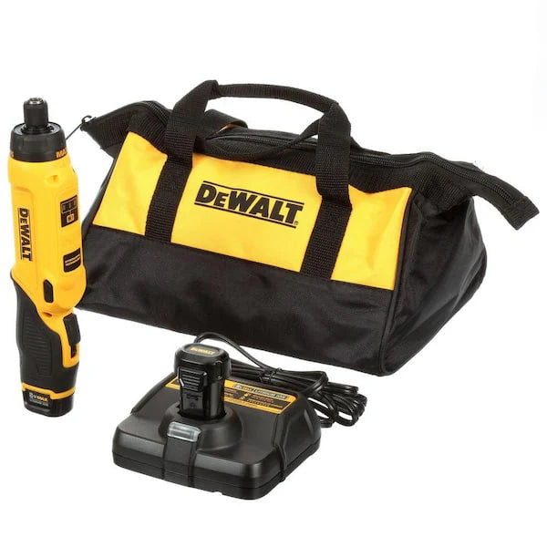 DEWALT 8V MAX Cordless Gyroscopic Screwdriver With Adjustable Handle, 2 1.0Ah Batteries, Charger And Bag
