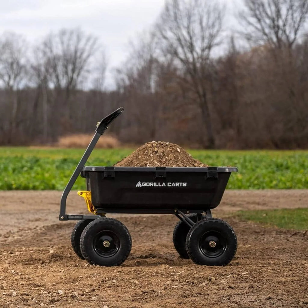 Poly Dump Garden Cart With No-Flat Tires, 7 Cubic Feet, 1200-Pound Capacity, Black - 7GCG-NF