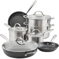 Rachael Ray Professional Stainless Steel And Hard Anodized Nonstick Cookware Set, 11 Piece, Gray And Silver - 70033