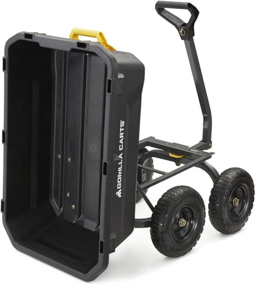 Poly Dump Garden Cart With No-Flat Tires, 7 Cubic Feet, 1200-Pound Capacity, Black - 7GCG-NF