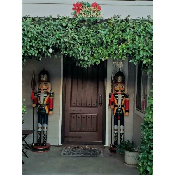 Vintage Wooden Nutcracker Figures Pair - 6 ft Tall