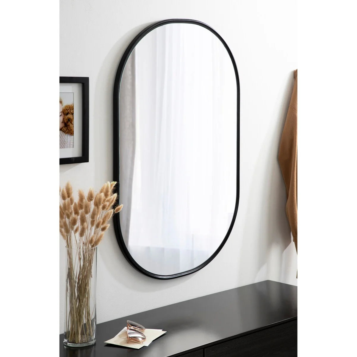 Capsule Framed Wall Mirror, 16x48, 18x24, 22x34, 24x36, Black, Bronze, Gold, Gray, Silver, Antique-Bronze