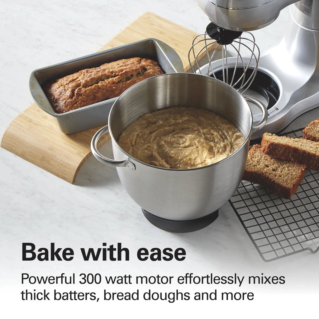 Hamilton Beach 4 Quart 7-Speed Tilt-Head Stand Mixer With Dough Hook, Whisk And Flat Beater - Black