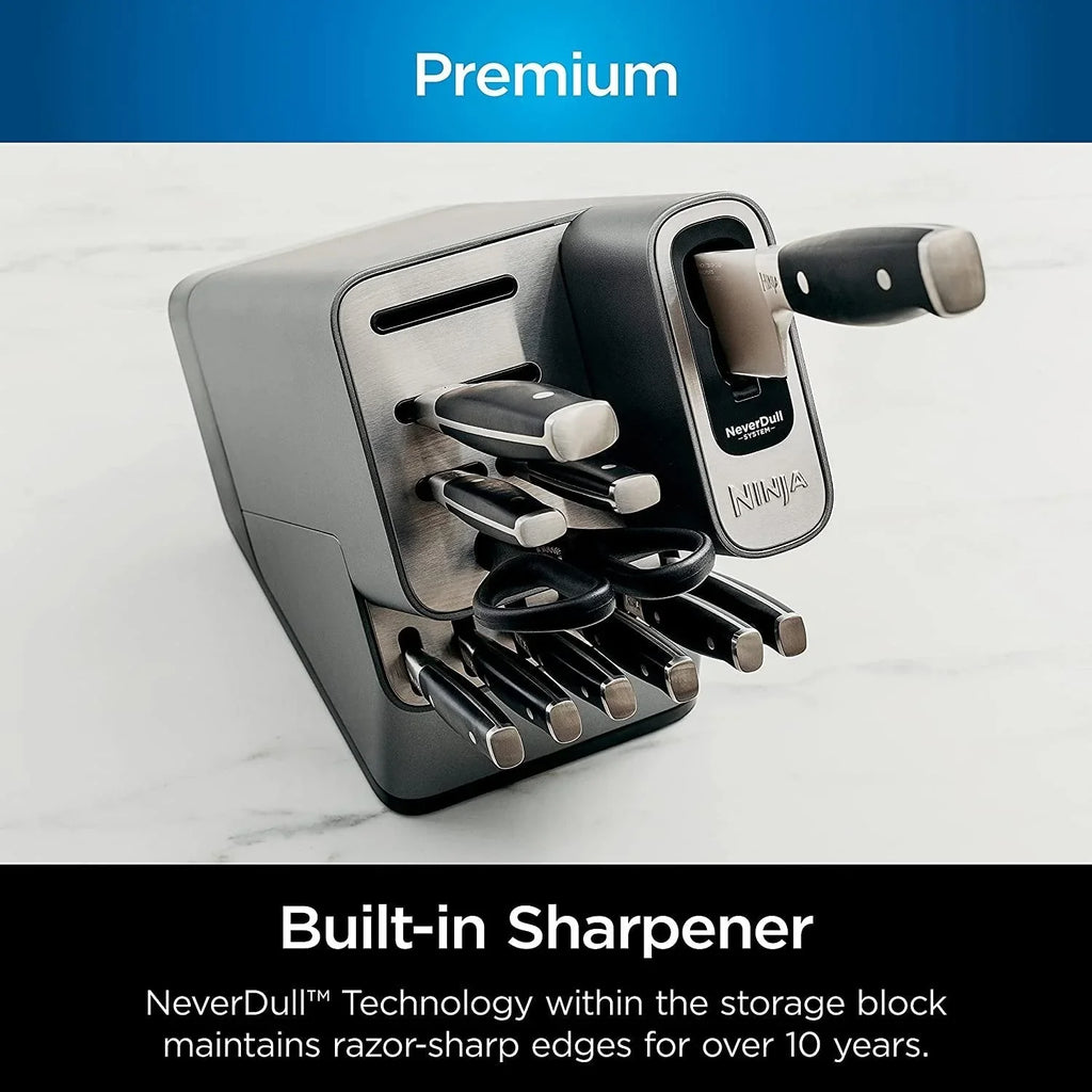 Ninja Foodi NeverDull 17 Piece Premium Knife System Block Set, Stainless Steel/Black - K32017