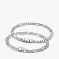 His and Hers Cuban Chain Heart and Oval Bracelet Set