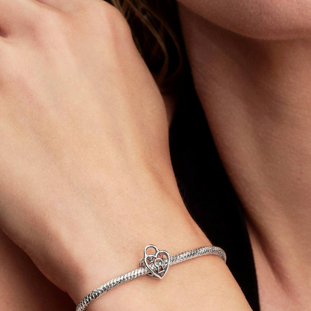 Openwork Heart Padlock Charm