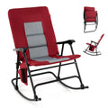 Oversized Folding Rocking Chair With Padded Seat, Metal Frame And Side Pocket
