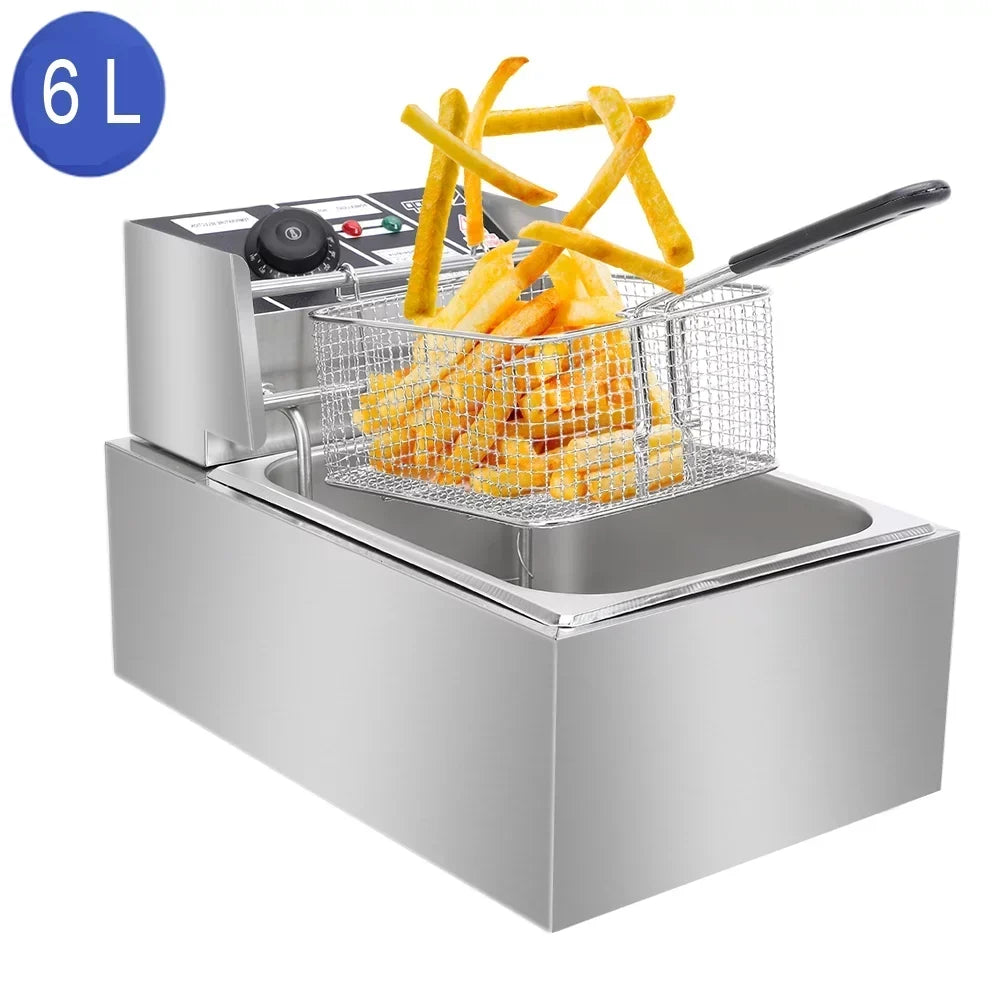 ZOKOP Countertop Electric Deep Fryer 6.3QT/6L Stainless Steel, 2500W