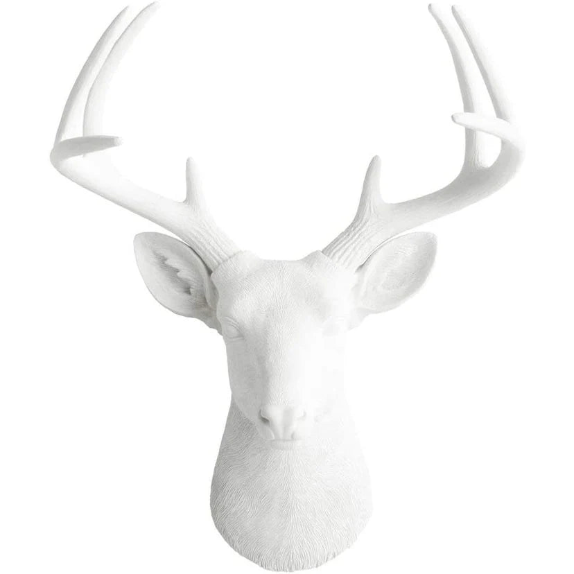 White Resin Deer Head Wall Decor With Antlers - Mini / Large
