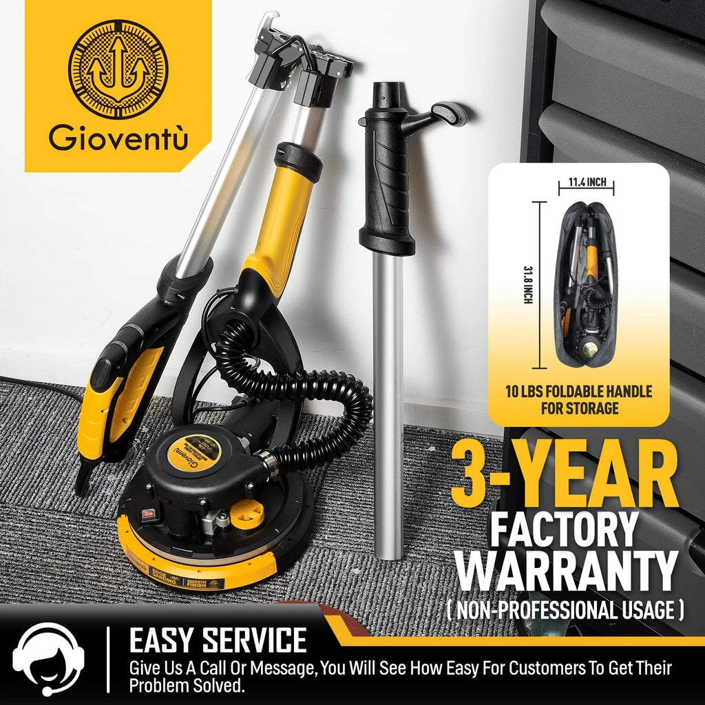 Giovent Electric Drywall Sander With Dust Extraction, 6.5-Amp, 8-2/5-Inch