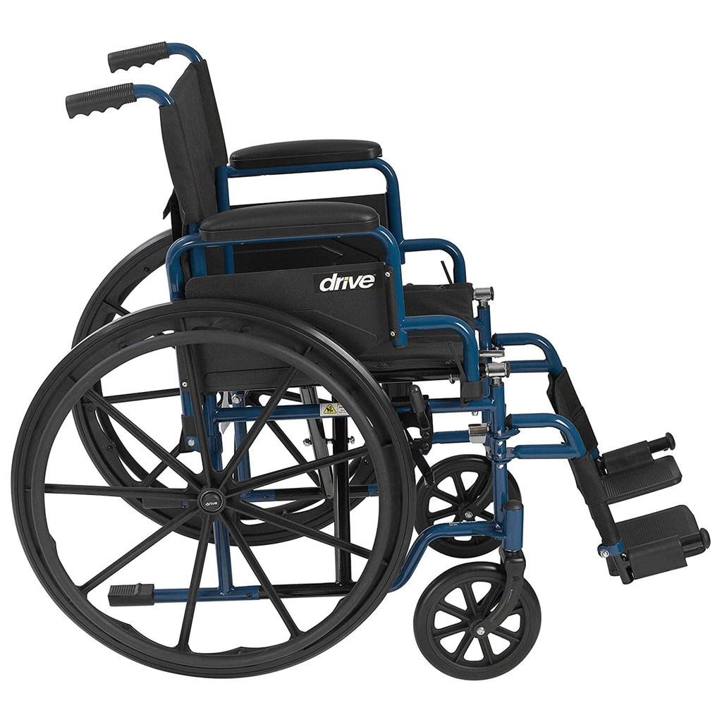 Drive Medical Blue Streak Lightweight Folding Wheelchair With 20 Inch Wide Seat