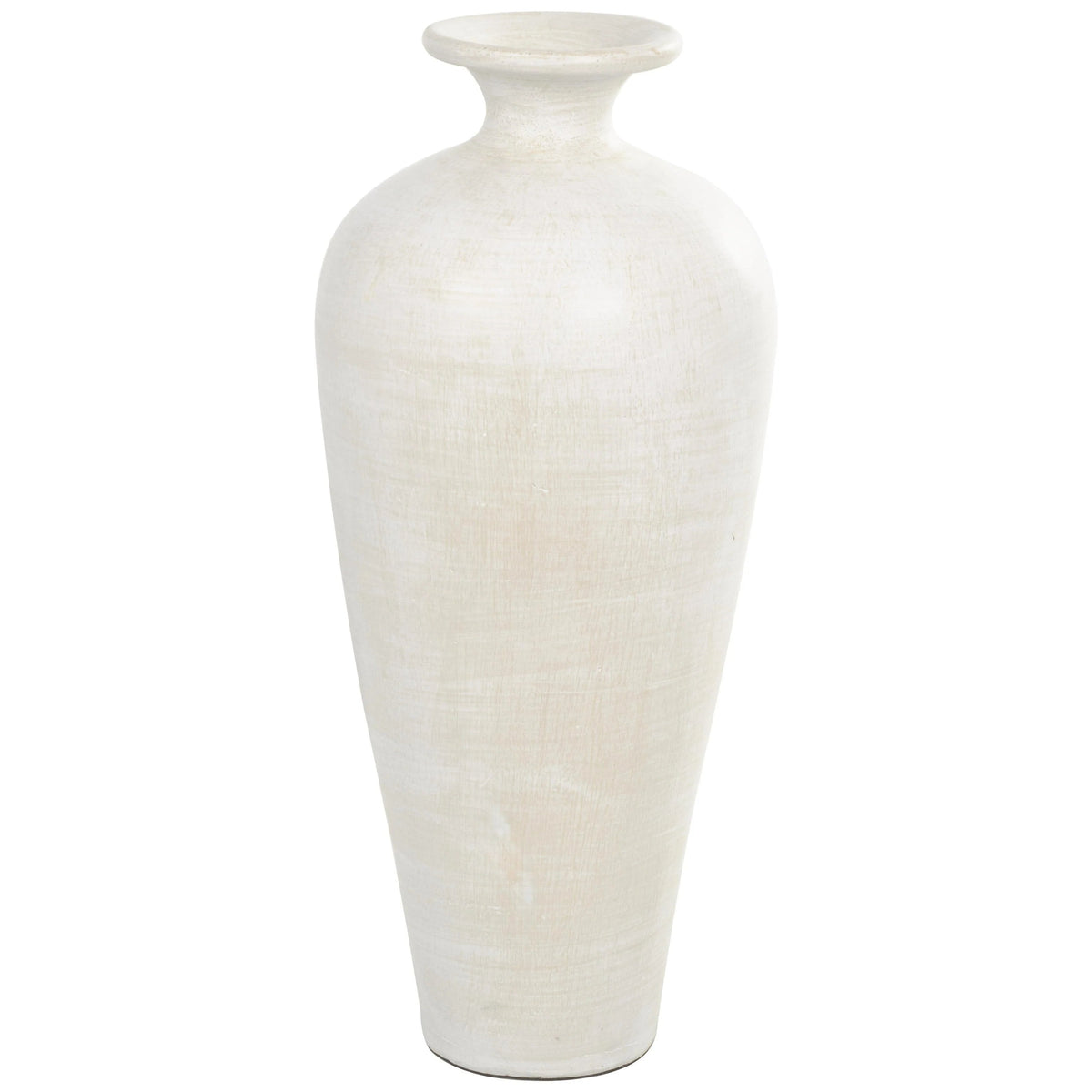 Ceramic Amphora Floor Vase, White, 13in L x 13in W x 30.5in H