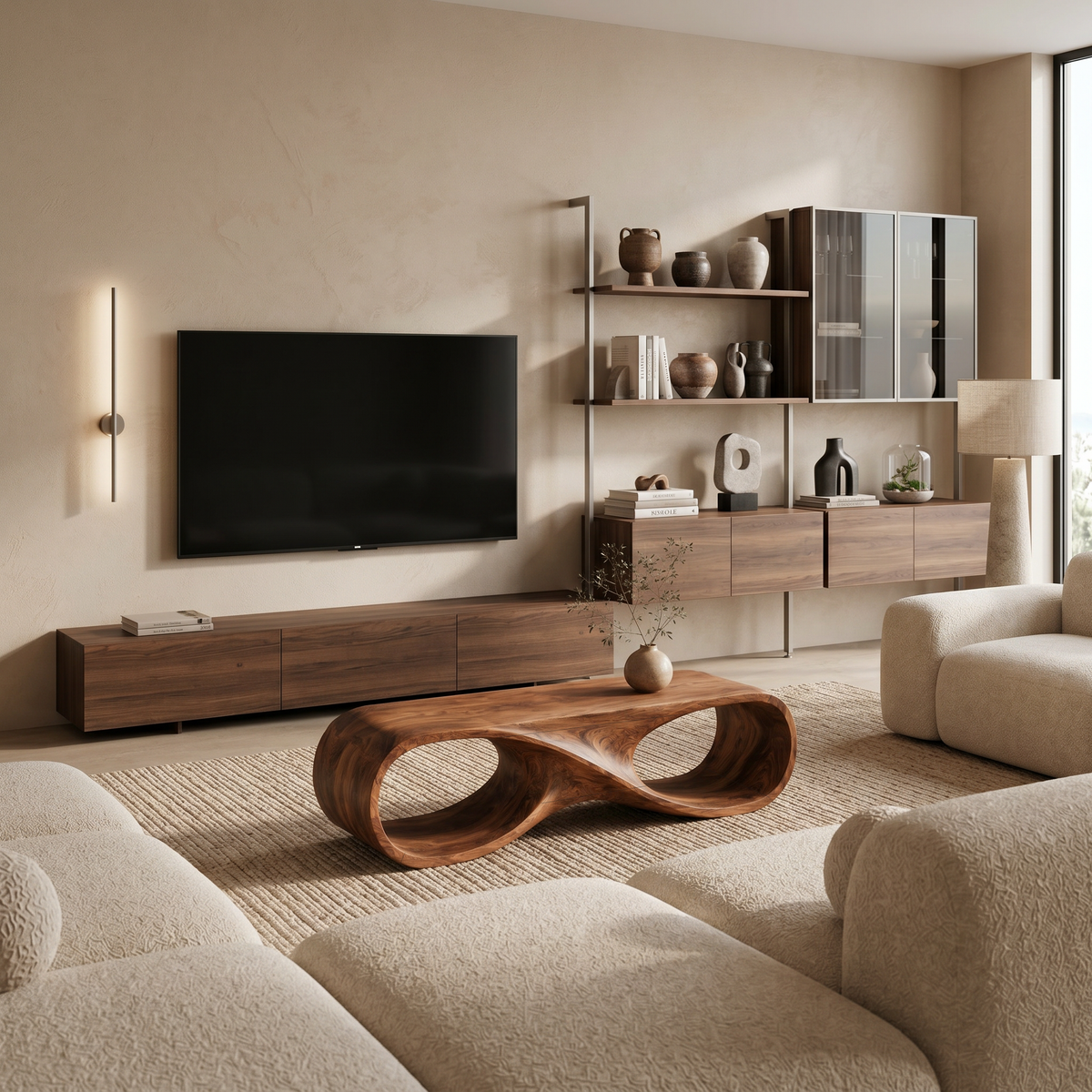 Contemporary Coffee Table With Infinity Loop For Modern Living Room
