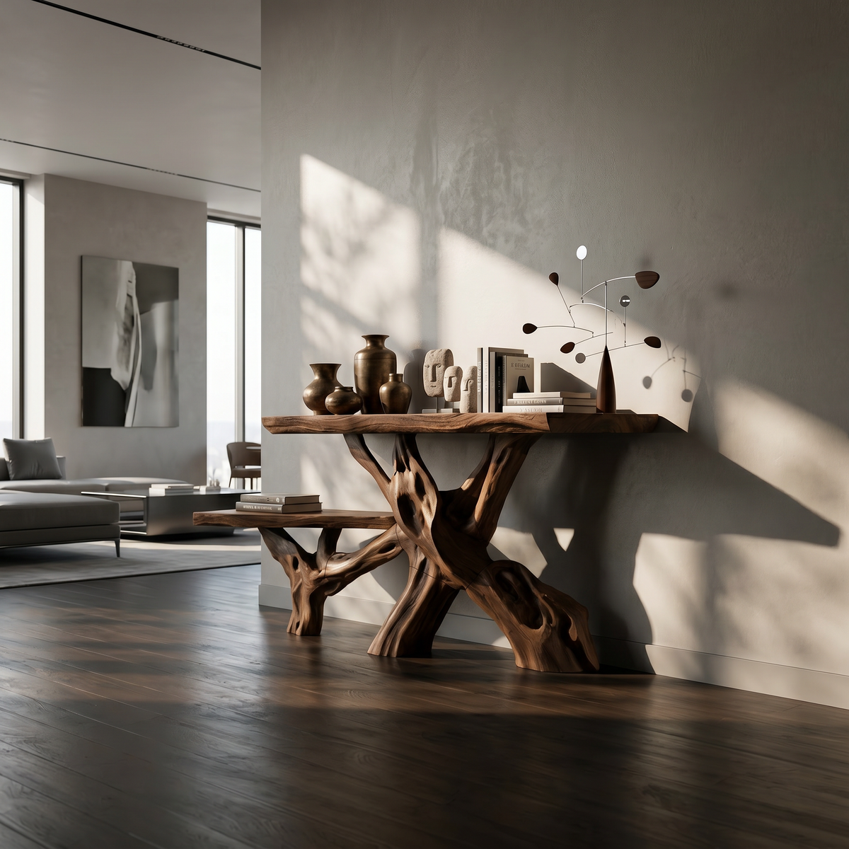 Classic Organic Wood Sofa Table For Living Room Styling