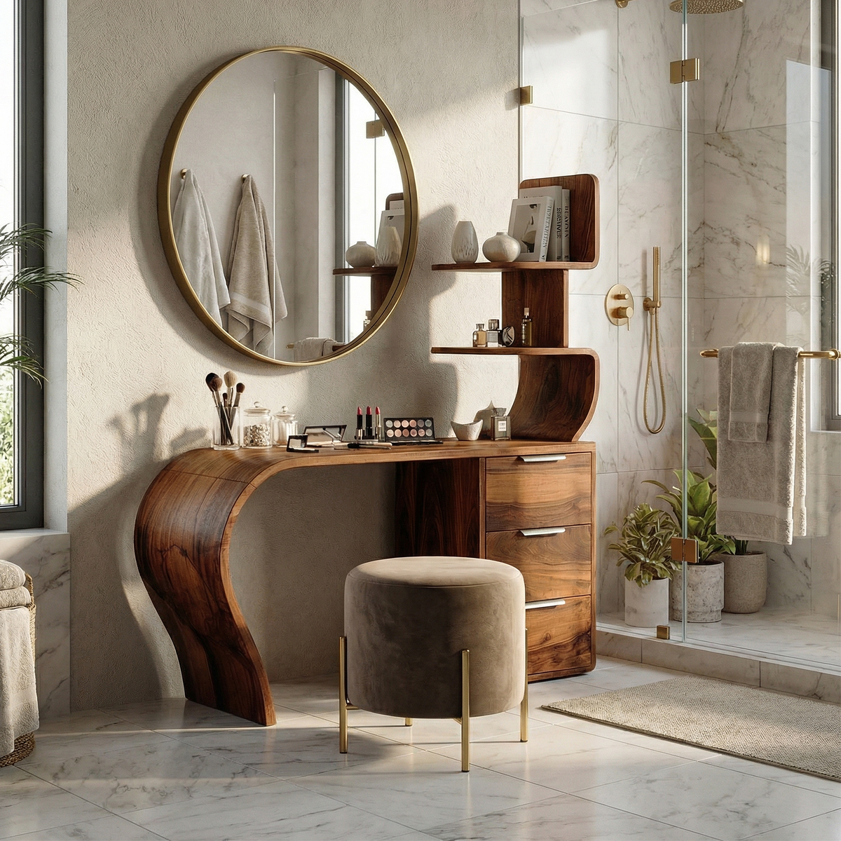 Boho Makeup Vanity Desk Bedroom Dressing Area Beauty Space