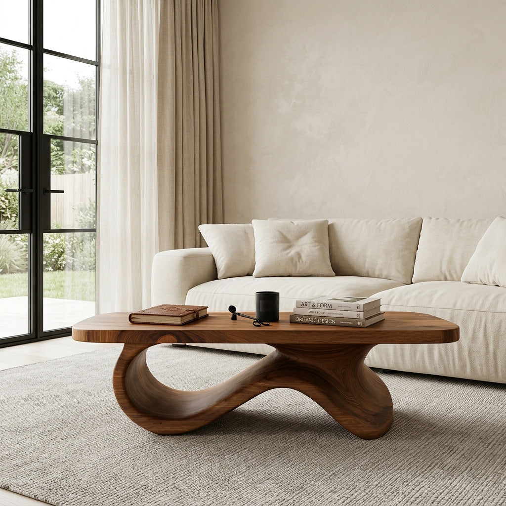 Contemporary Coffee Table With Sculptural Base For Living Room