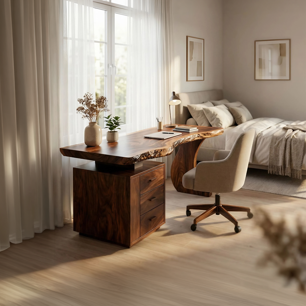 Contemporary Desk With Storage For Curated Home Office