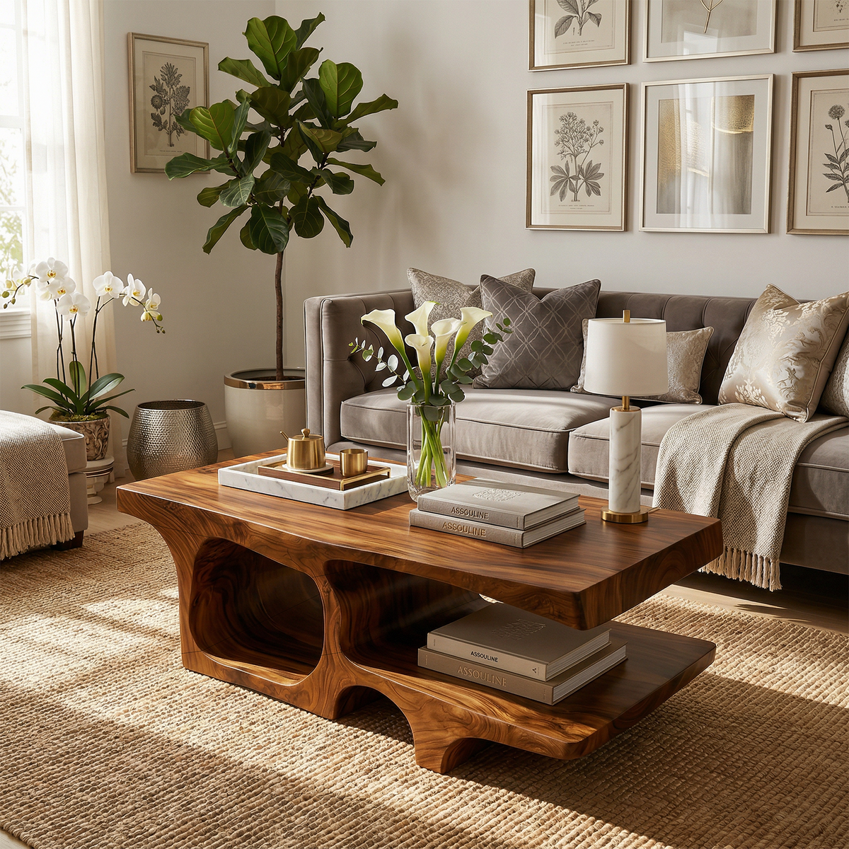 Coastal Wood Coffee Table For Beach House