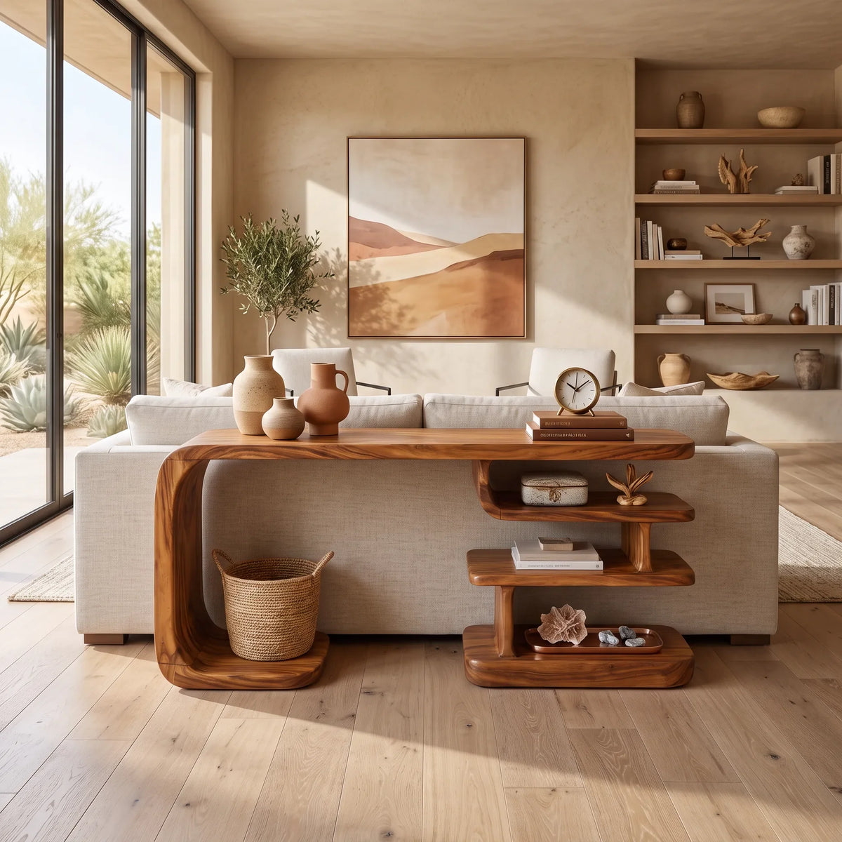 Contemporary Layered Shelf Console For Living Room