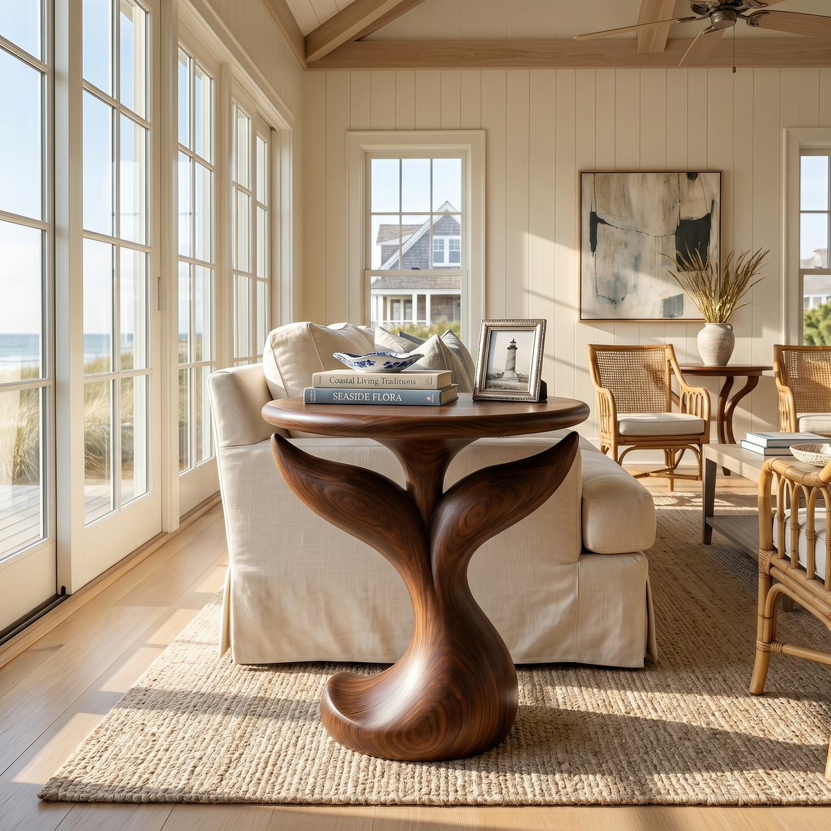 Biomorphic Leaf Side Table Entertainment Lounge