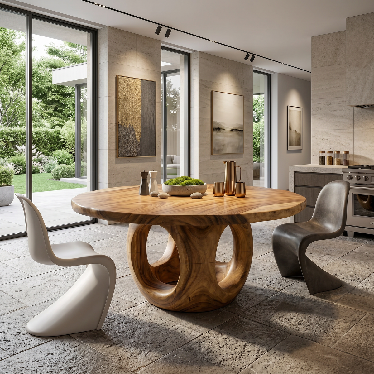 Coastal Round Kitchen Table For Outdoor Kitchen