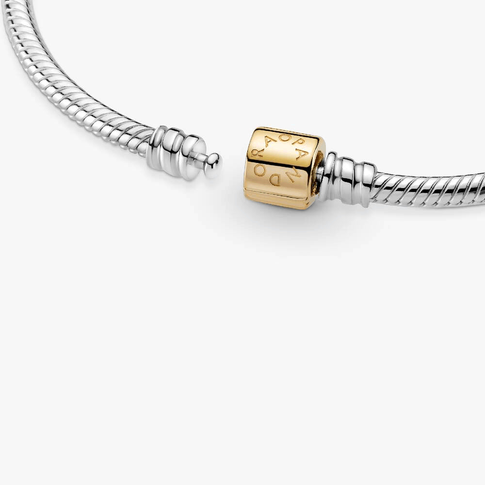 FINAL SALE - Pandora Moments Two-tone Barrel Clasp Snake Chain Bracelet