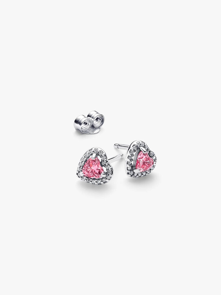 Elevated Pink Heart Stud Earrings