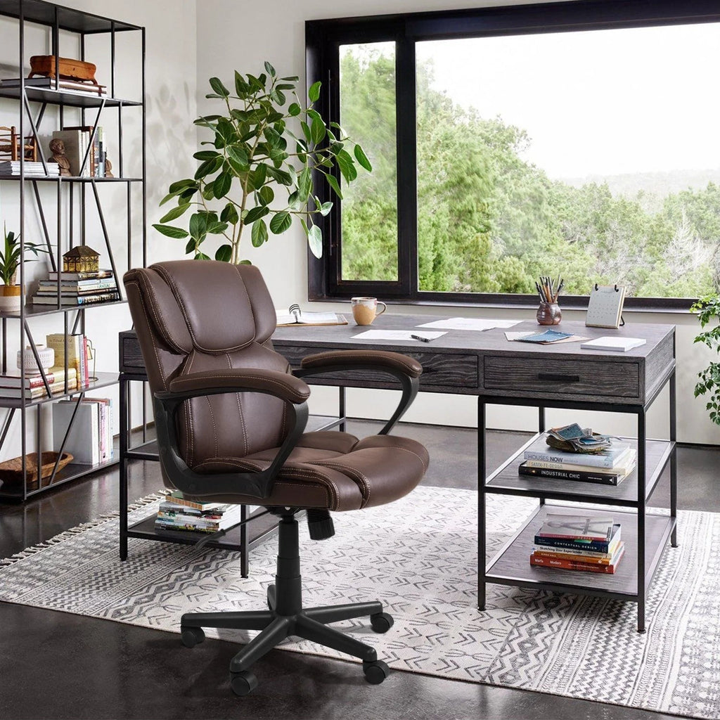 Mid-Back Ergonomic Swivel Office Chair - Black